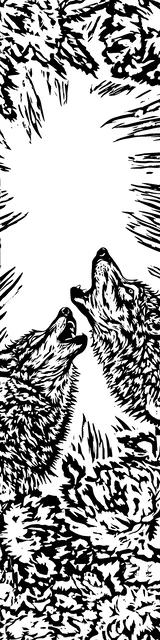 Free colorable bookmarks of wolves howling together